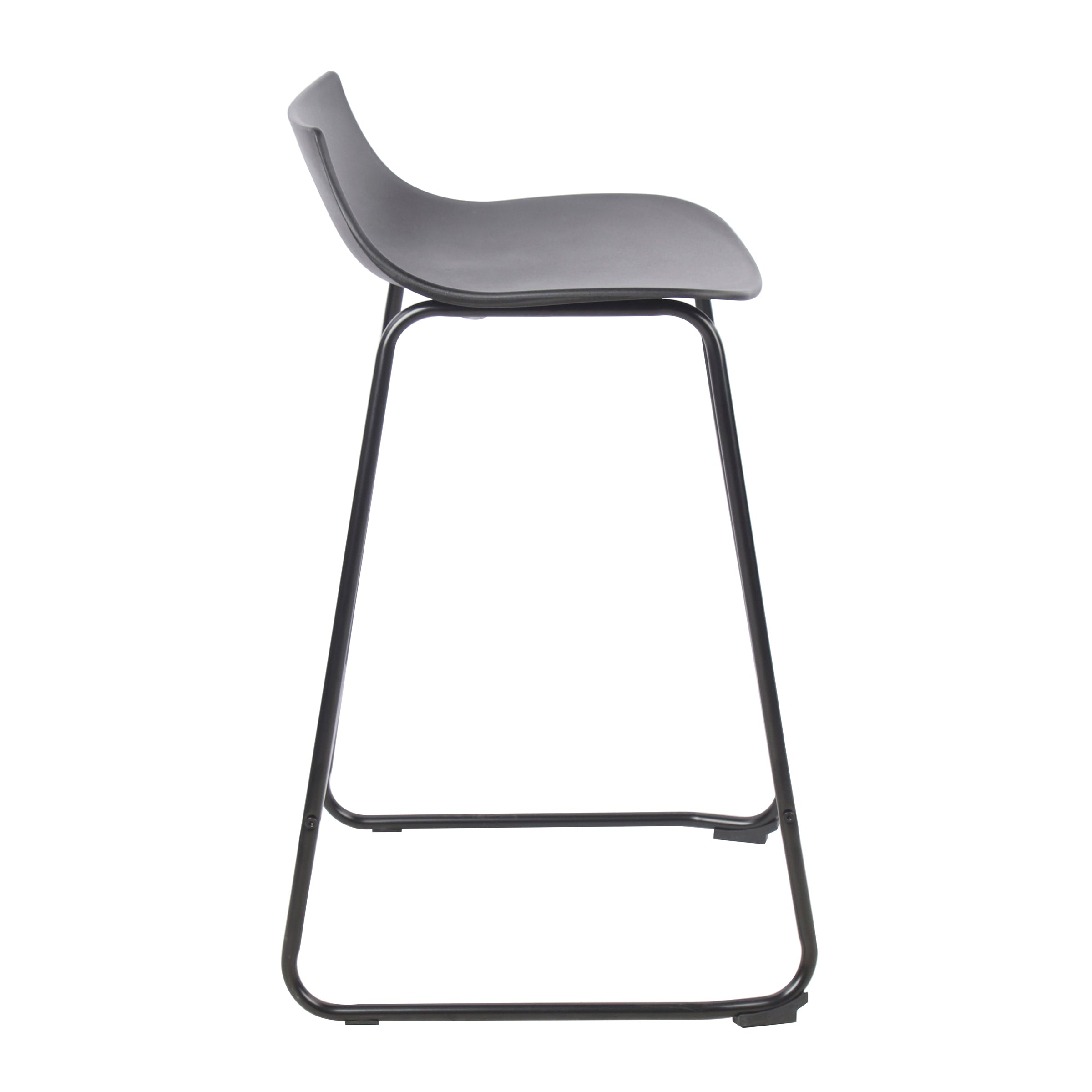 Modern Black Bar Stool Set, PP Seat & Metal Legs - LAMER BLACK 2PCS