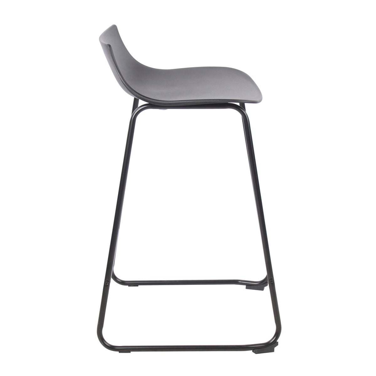 Modern Black Bar Stool, PP Seat & Metal Legs - LAMER BLACK