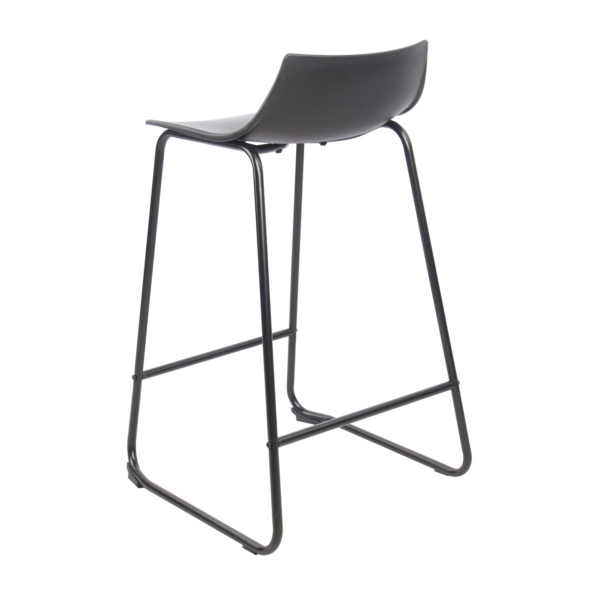 Modern Black Bar Stool, PP Seat & Metal Legs - LAMER BLACK