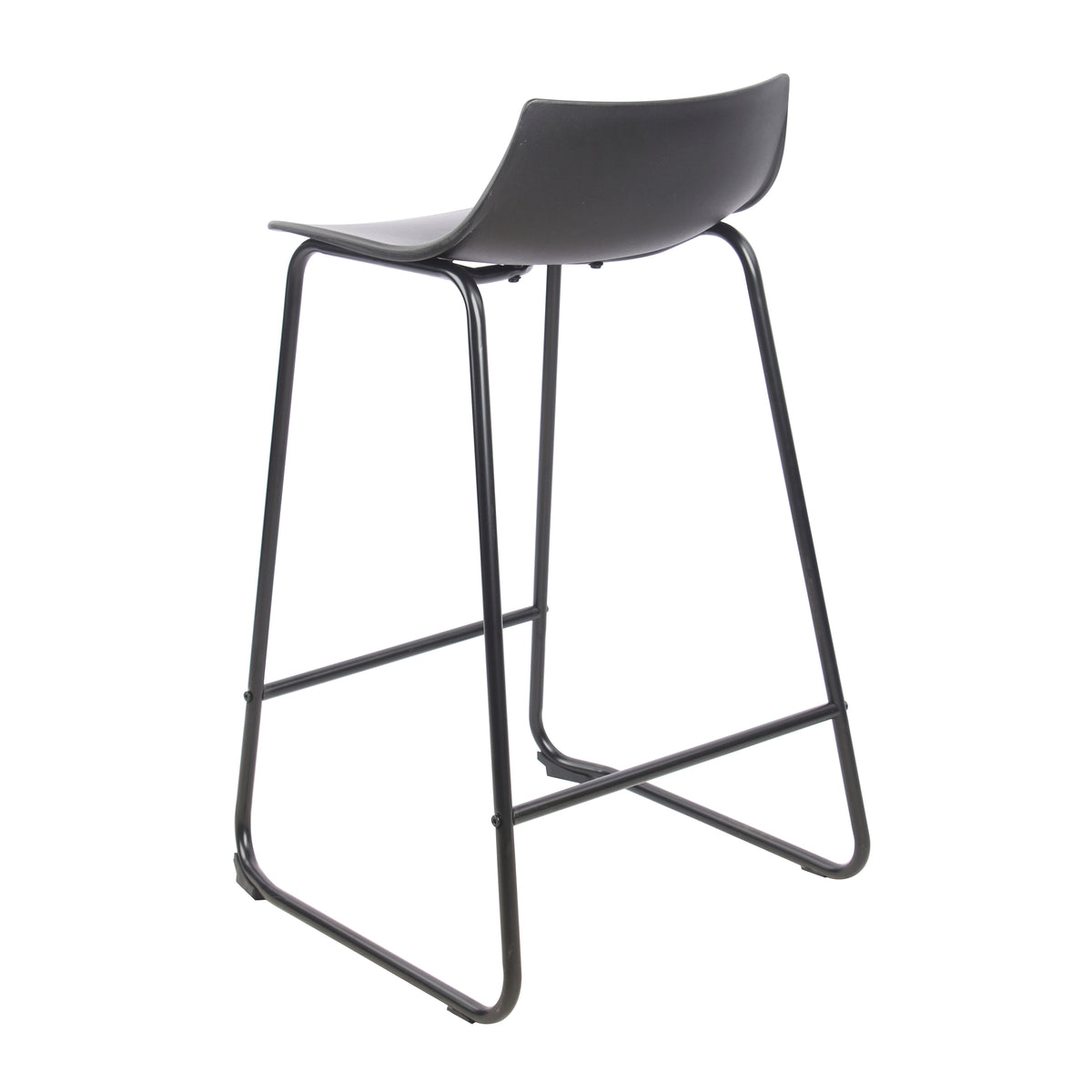 Modern Black Bar Stool, PP Seat & Metal Legs - LAMER BLACK