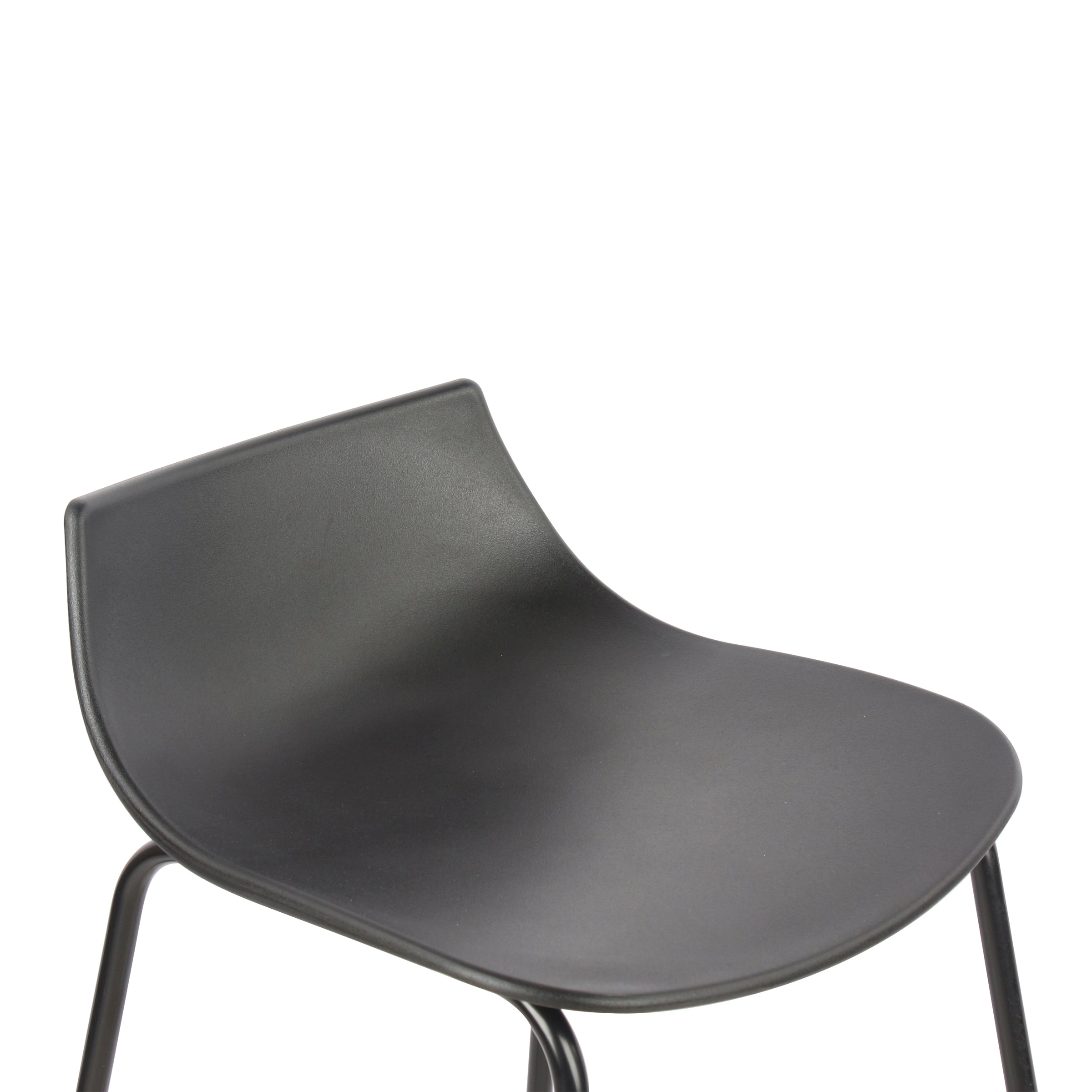 Modern Black Bar Stool Set, PP Seat & Metal Legs - LAMER BLACK 2PCS