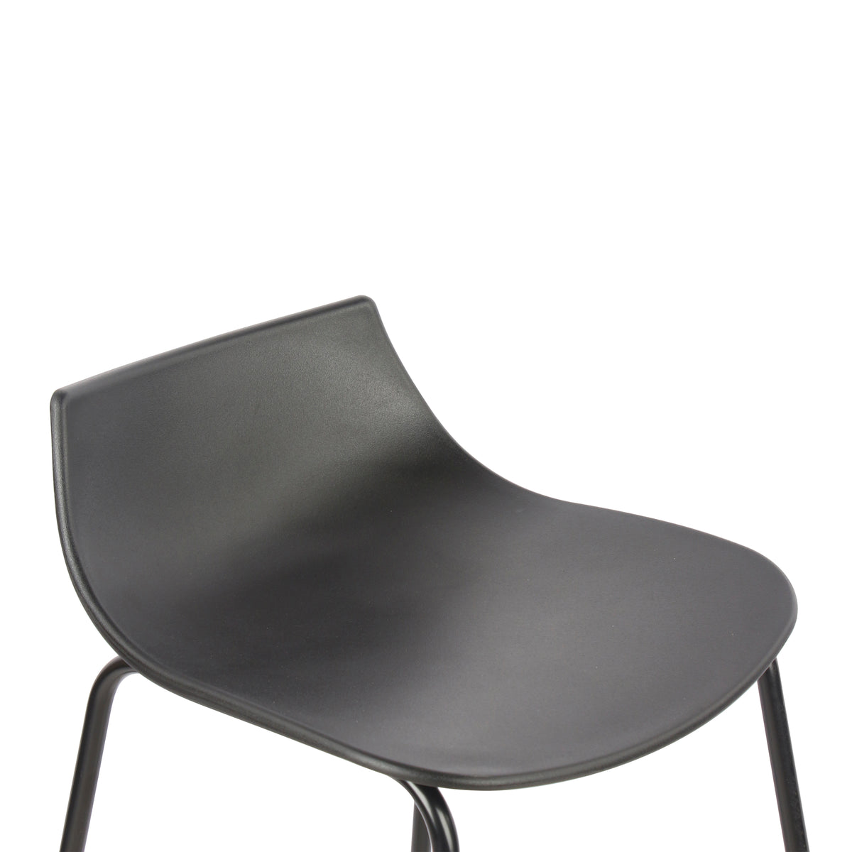 Modern Black Bar Stool Set, PP Seat & Metal Legs - LAMER BLACK 2PCS