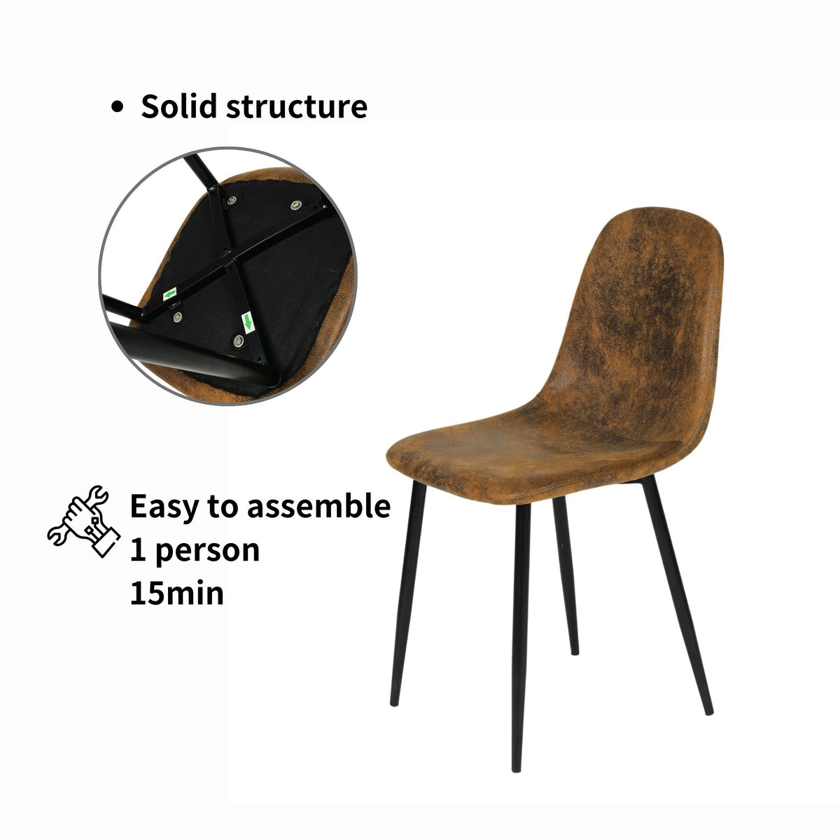 Modern Suede Dining Chair, Metal Frame - CHARLTON SUEDE BROWN FRASERS