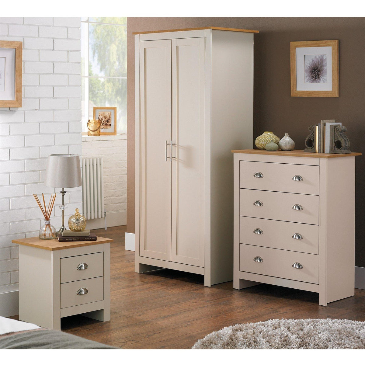 Modern Grey Bedroom Set, Particleboard & MDF - LANCASTER 3PC SET GREY