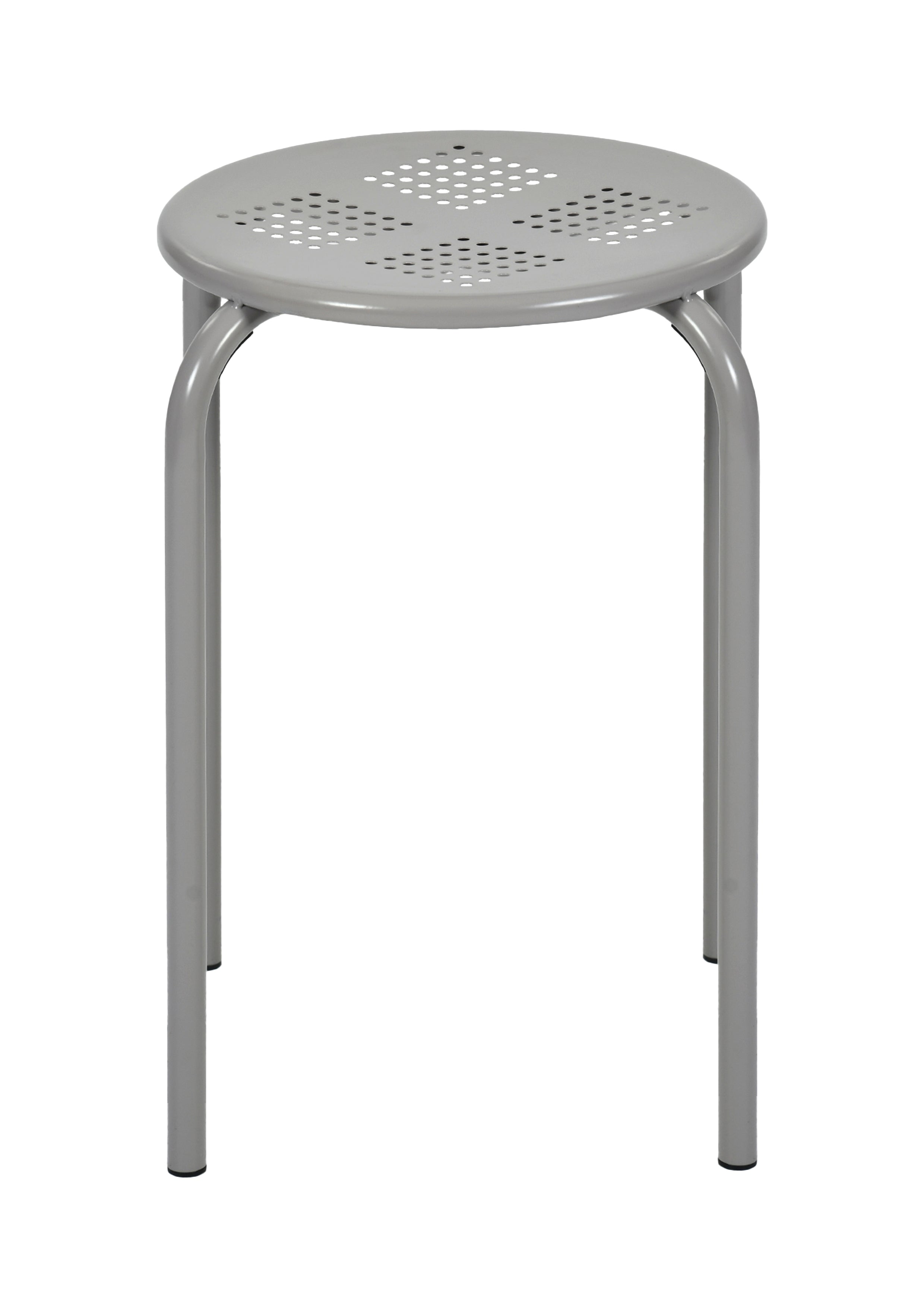 Modern Minimalist Metal Stool, Light Grey Finish - ARON 408U