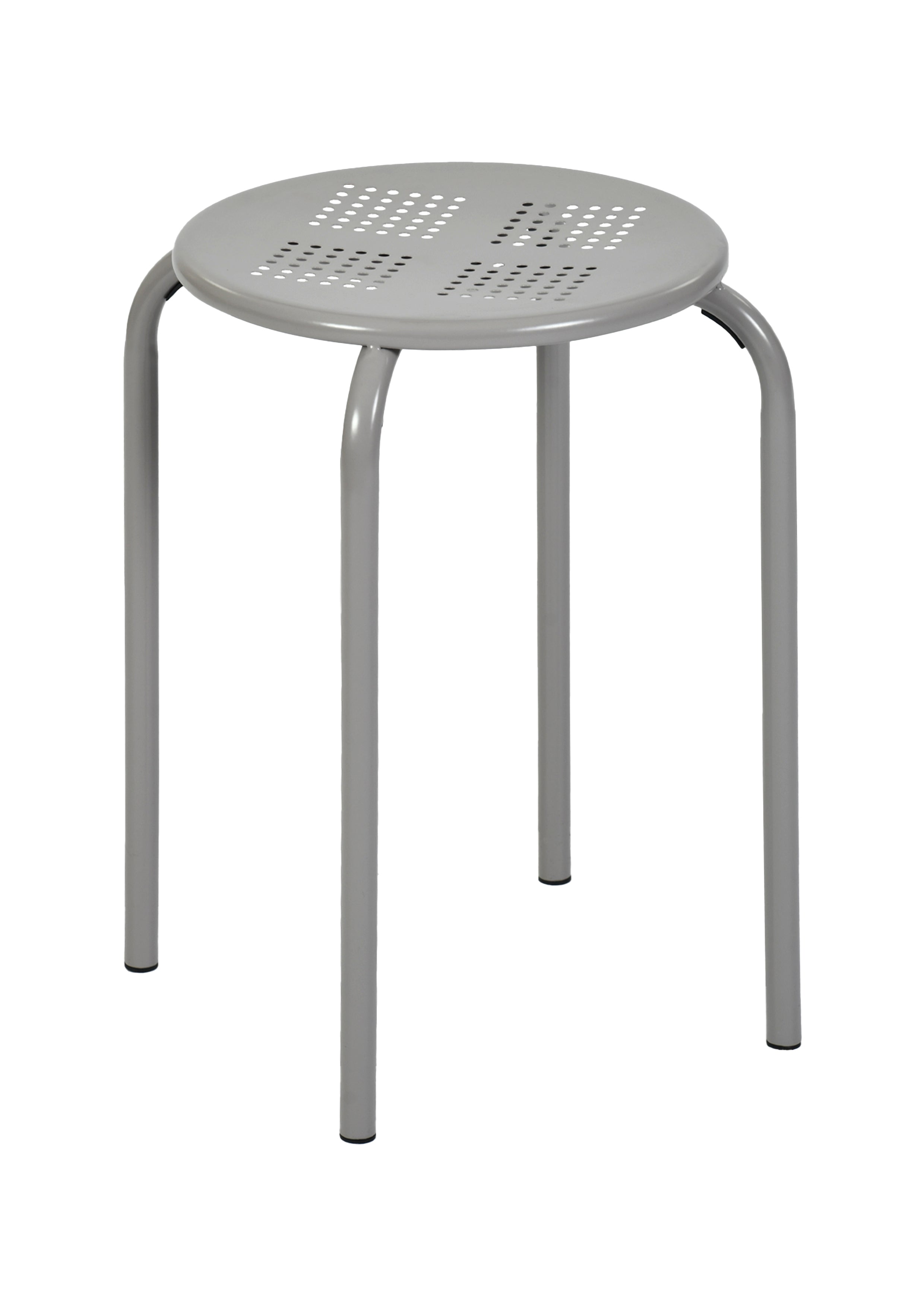 Modern Minimalist Metal Stool, Light Grey Finish - ARON 408U