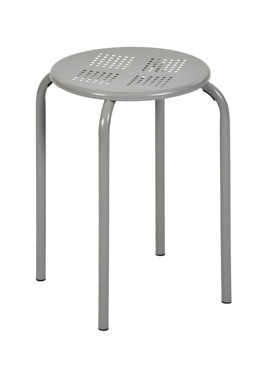 Modern Minimalist Metal Stool, Light Grey Finish - ARON 408U