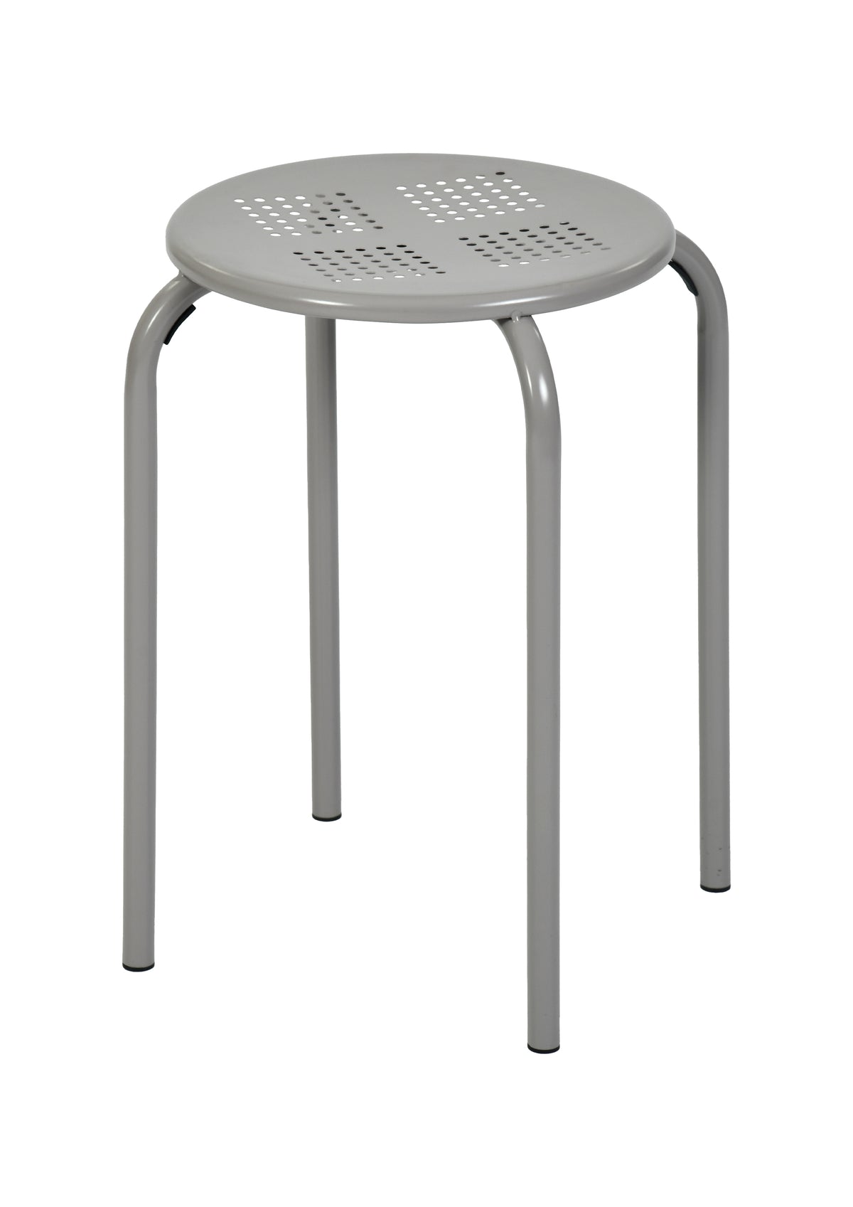 Modern Minimalist Metal Stool, Light Grey Finish - ARON 408U