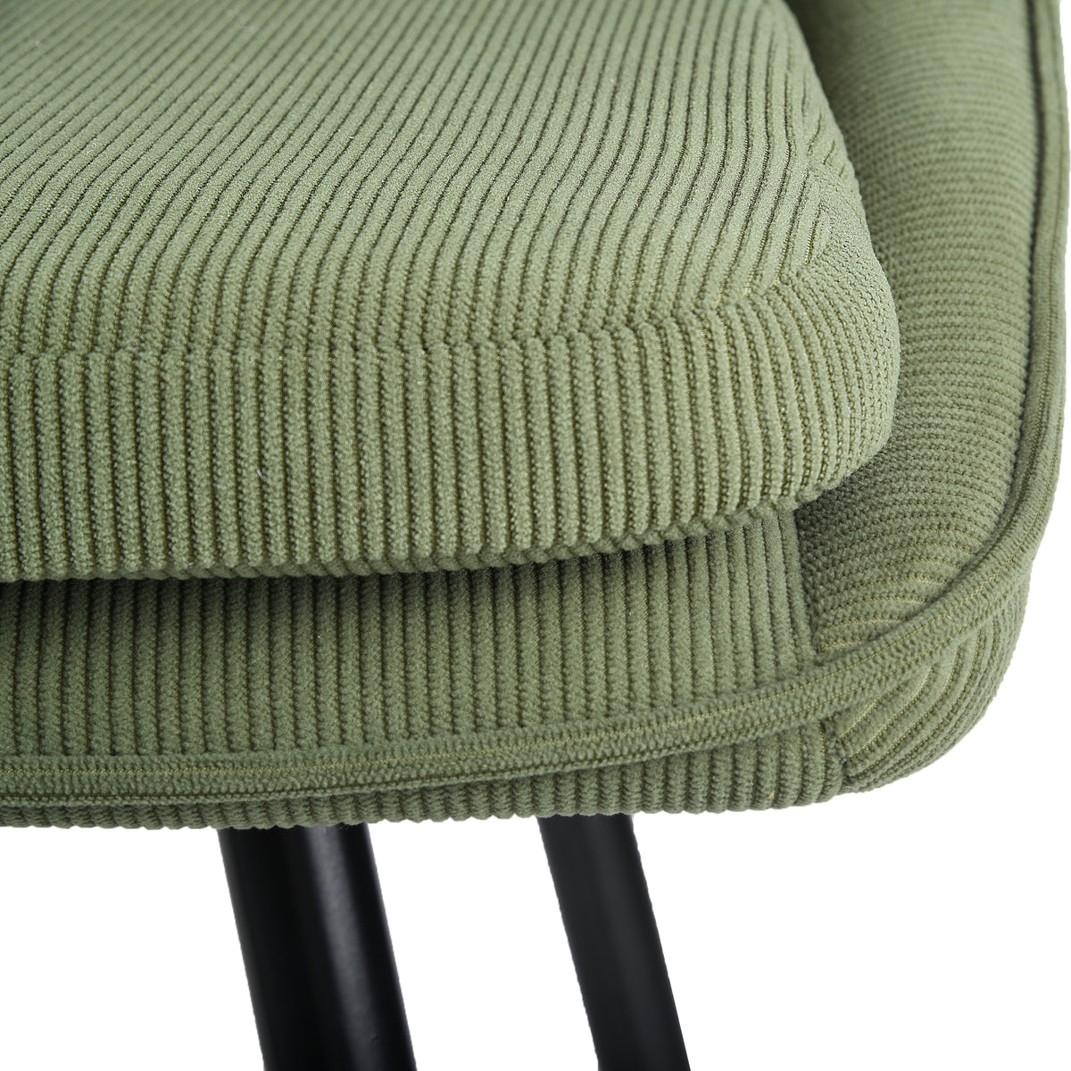 Modern Corduroy Bar Stool, Metal Frame - LAKERS H66 GREEN