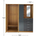 Modern High Gloss Wardrobe, Melamine Finish - CARLETON HIGH GLOSS MIRROR COMBI UNIT
