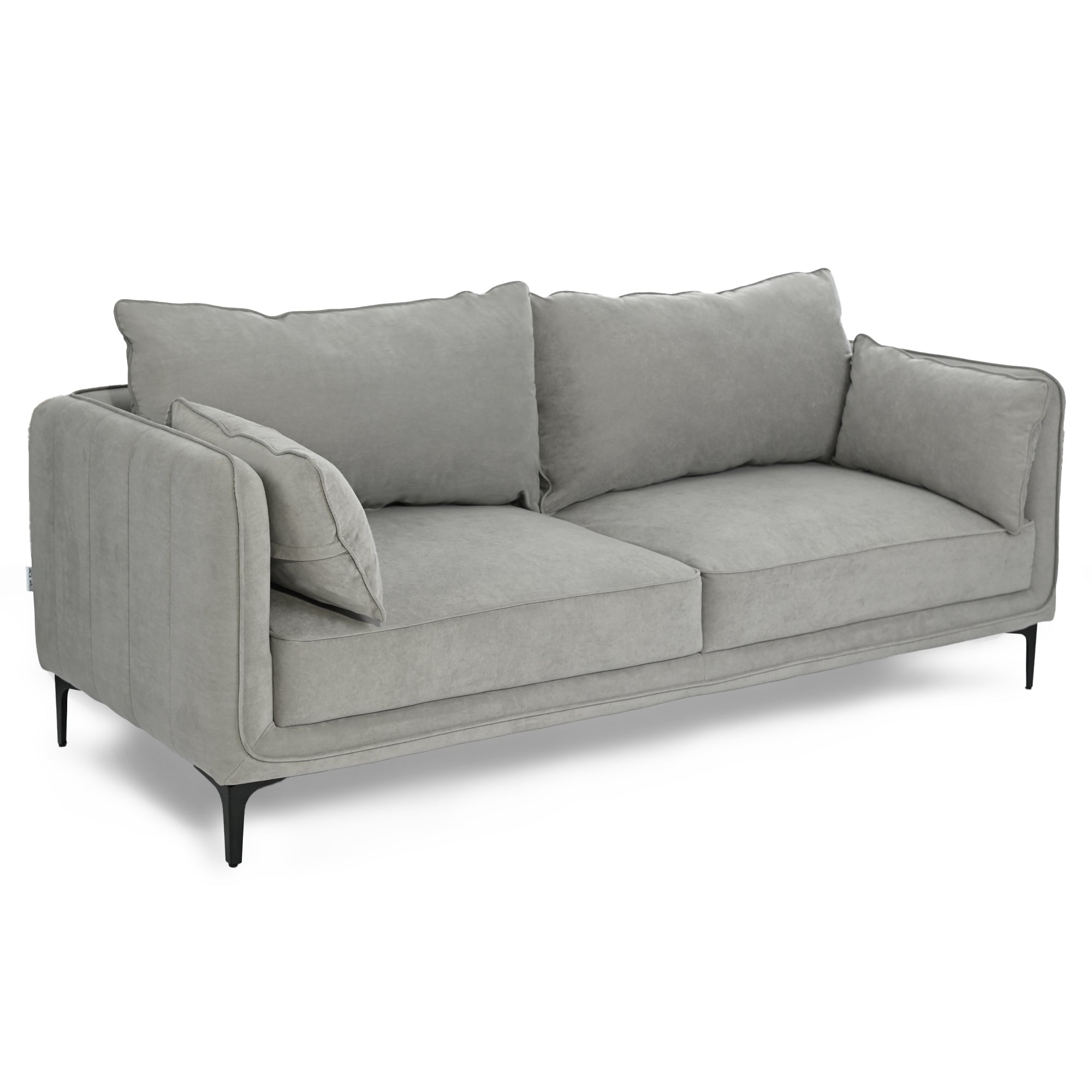 Modern Velvet Upholstered, Black Leg Sofa - MAKULA 3 SEATER GREY