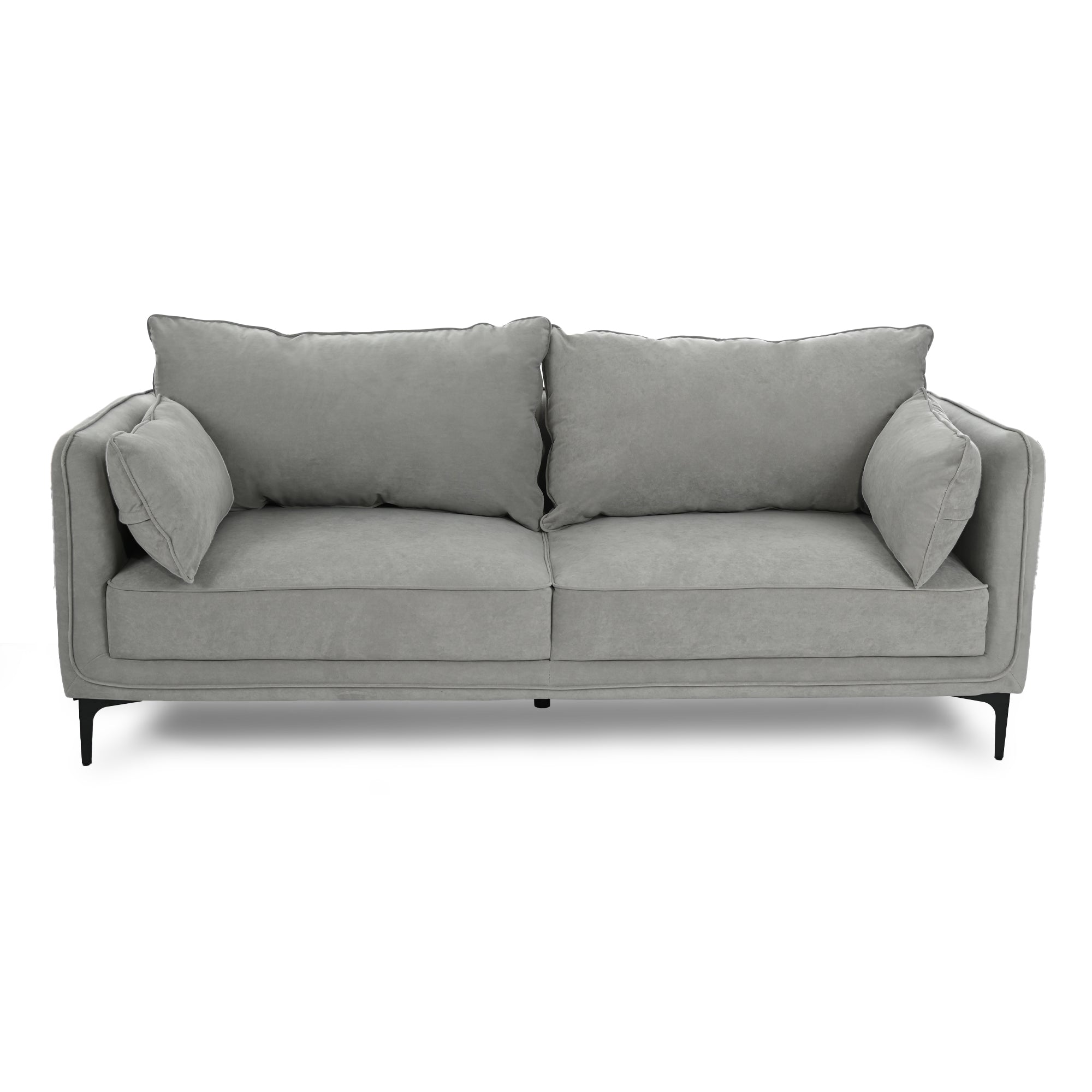 Modern Velvet Upholstered, Black Leg Sofa - MAKULA 3 SEATER GREY