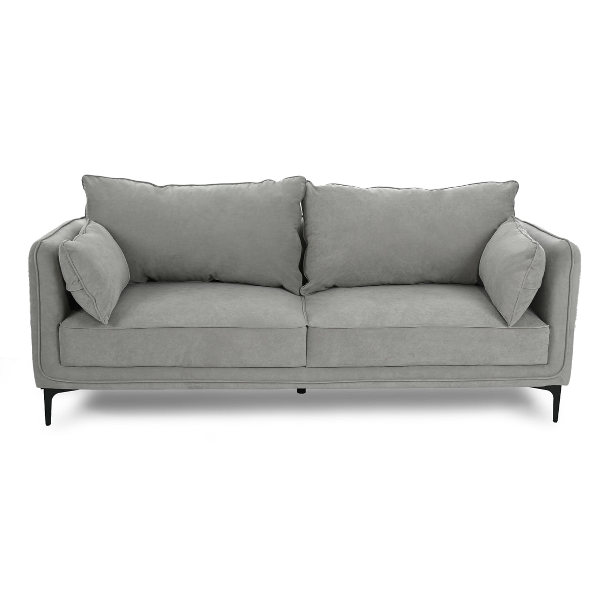 Modern Velvet Upholstered, Black Leg Sofa - MAKULA 3 SEATER GREY