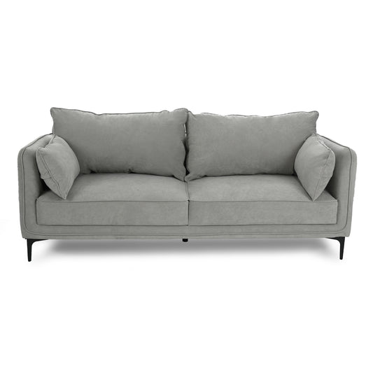 Modern Velvet Upholstered, Black Leg Sofa - MAKULA 3 SEATER GREY