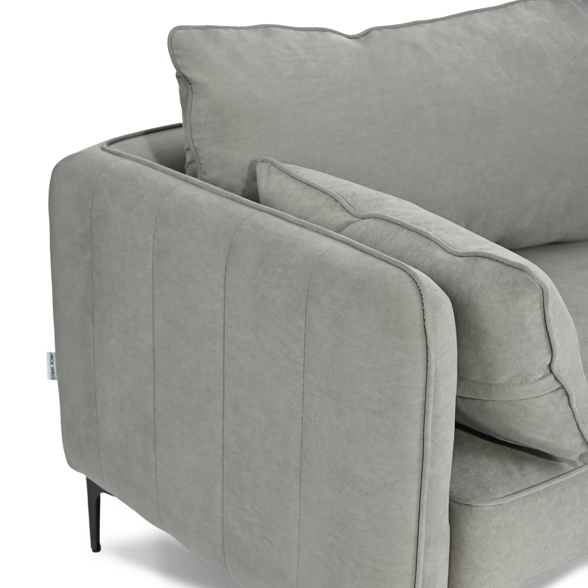 Modern Velvet Upholstered, Black Leg Sofa - MAKULA 3 SEATER GREY