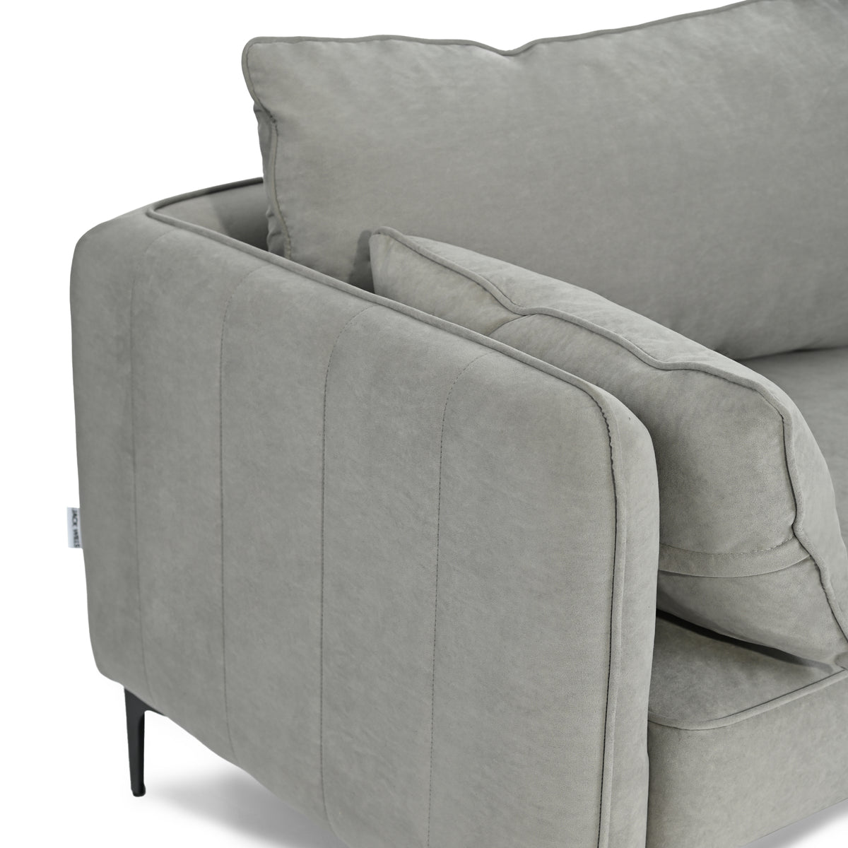 Modern Velvet Upholstered, Black Leg Sofa - MAKULA 3 SEATER GREY