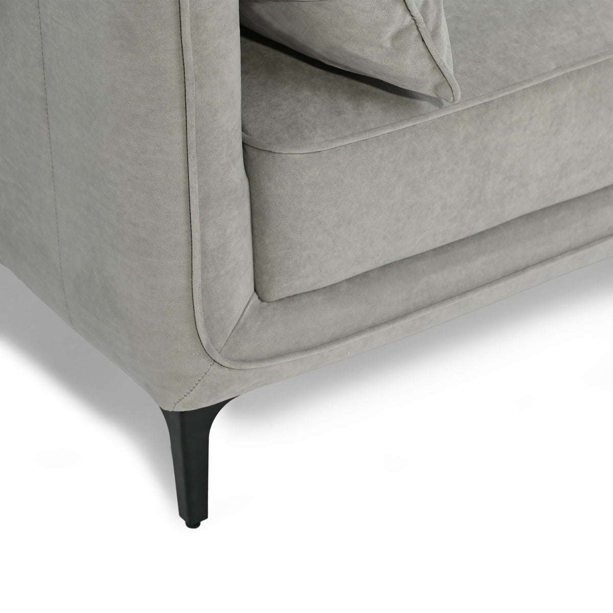 Modern Velvet Upholstered, Black Leg Sofa - MAKULA 3 SEATER GREY