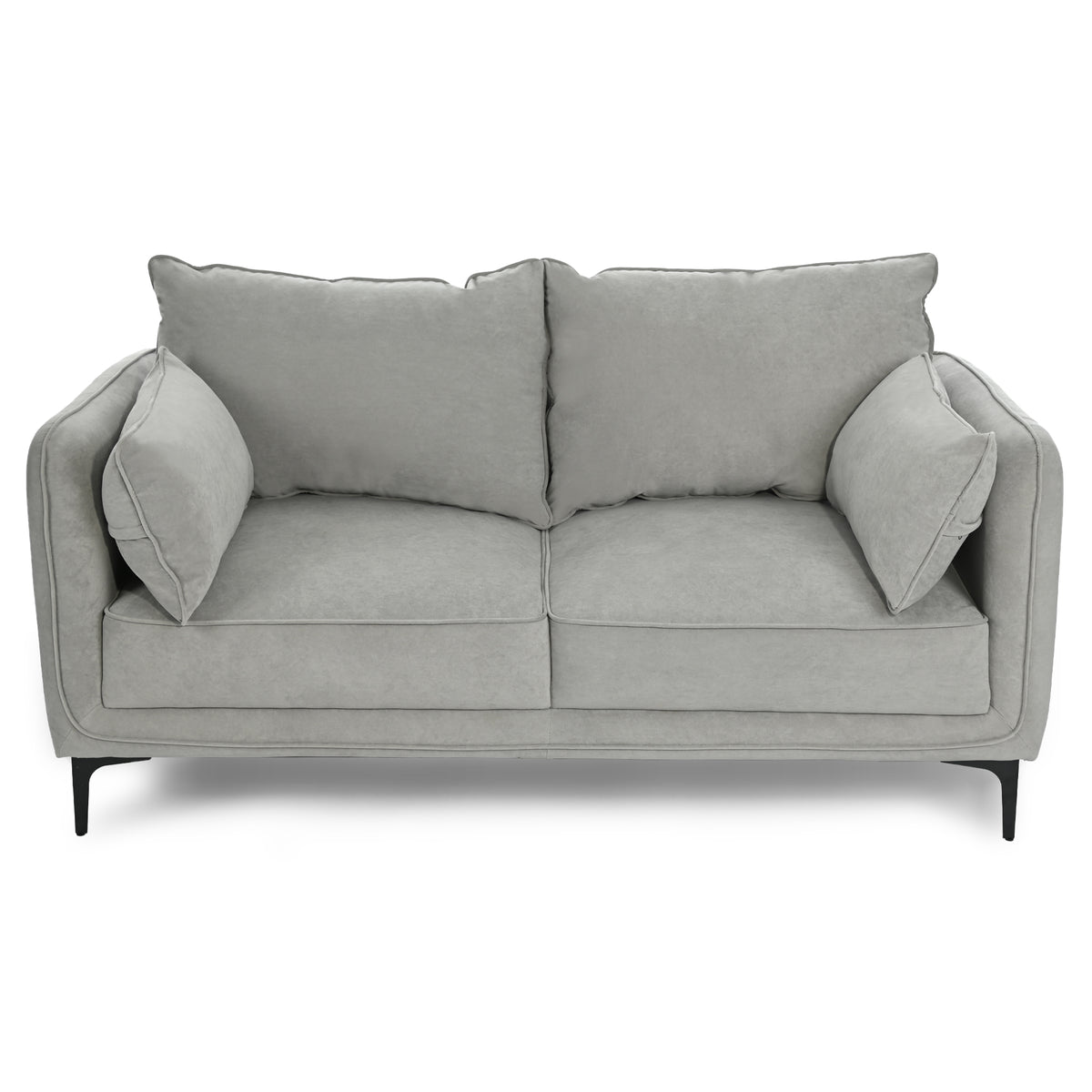 Modern Velvet Upholstered Sofa, Black Legs - Makula Double GREY