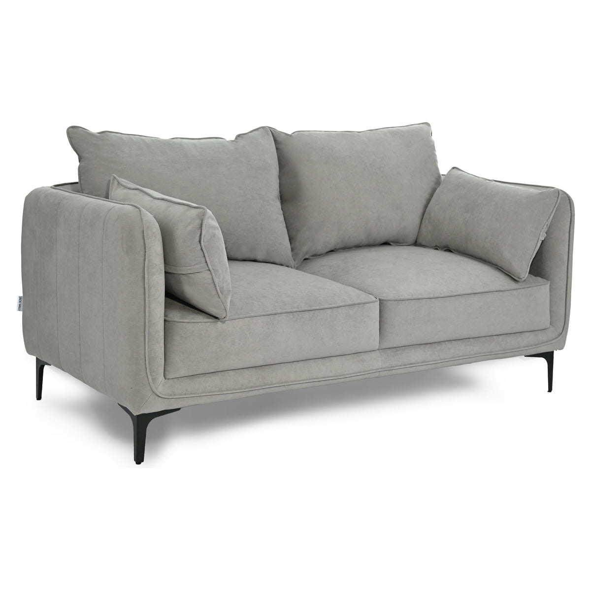 Modern Velvet Upholstered Sofa, Black Legs - Makula Double GREY