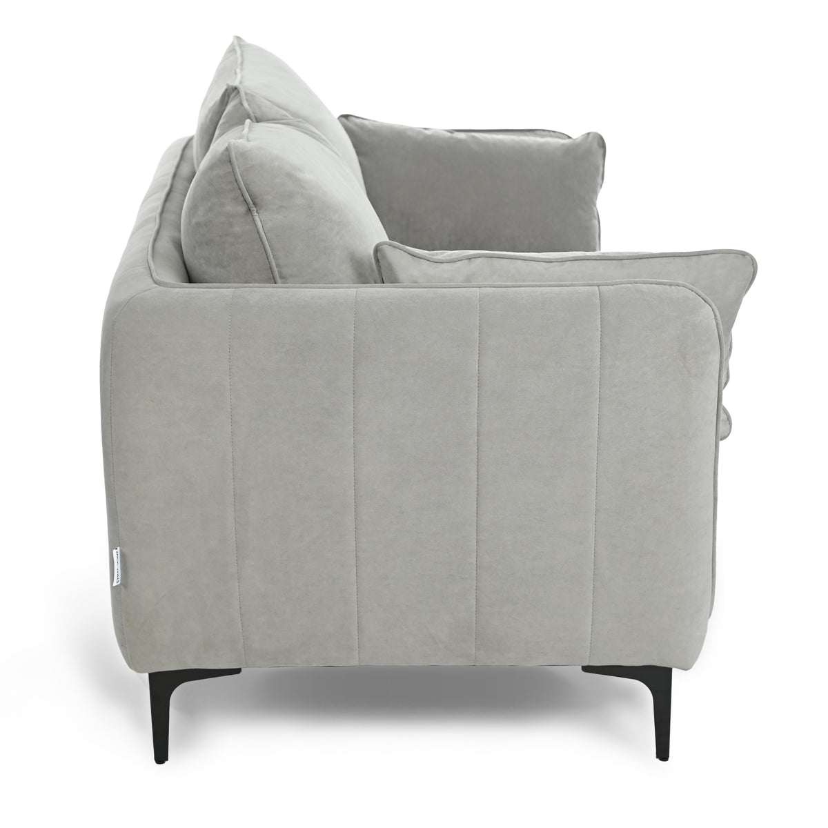 Modern Velvet Upholstered Sofa, Black Legs - Makula Double GREY
