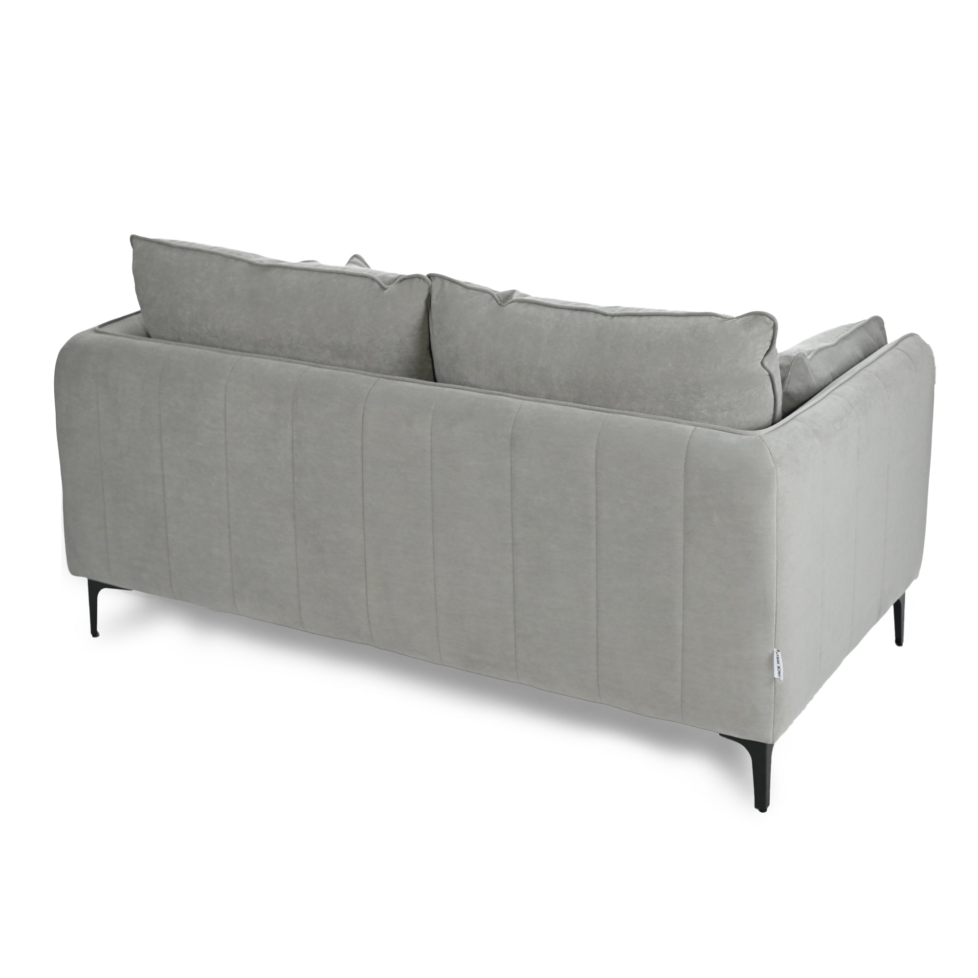 Modern Velvet Upholstered Sofa, Black Legs - Makula Double GREY