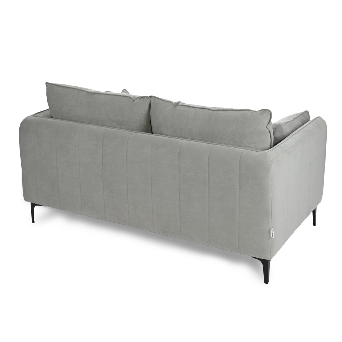 Modern Velvet Upholstered Sofa, Black Legs - Makula Double GREY