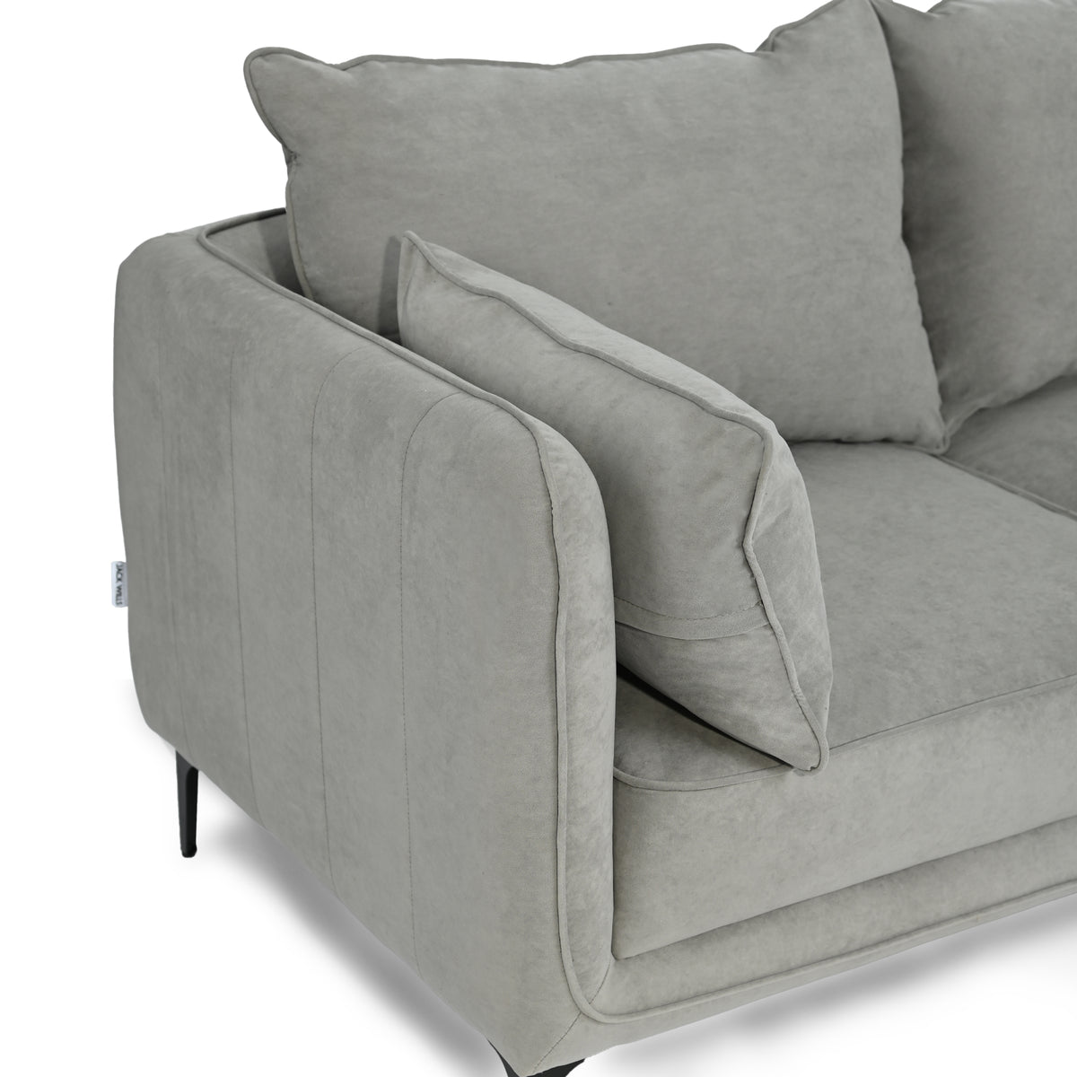 Modern Velvet Upholstered Sofa, Black Legs - Makula Double GREY