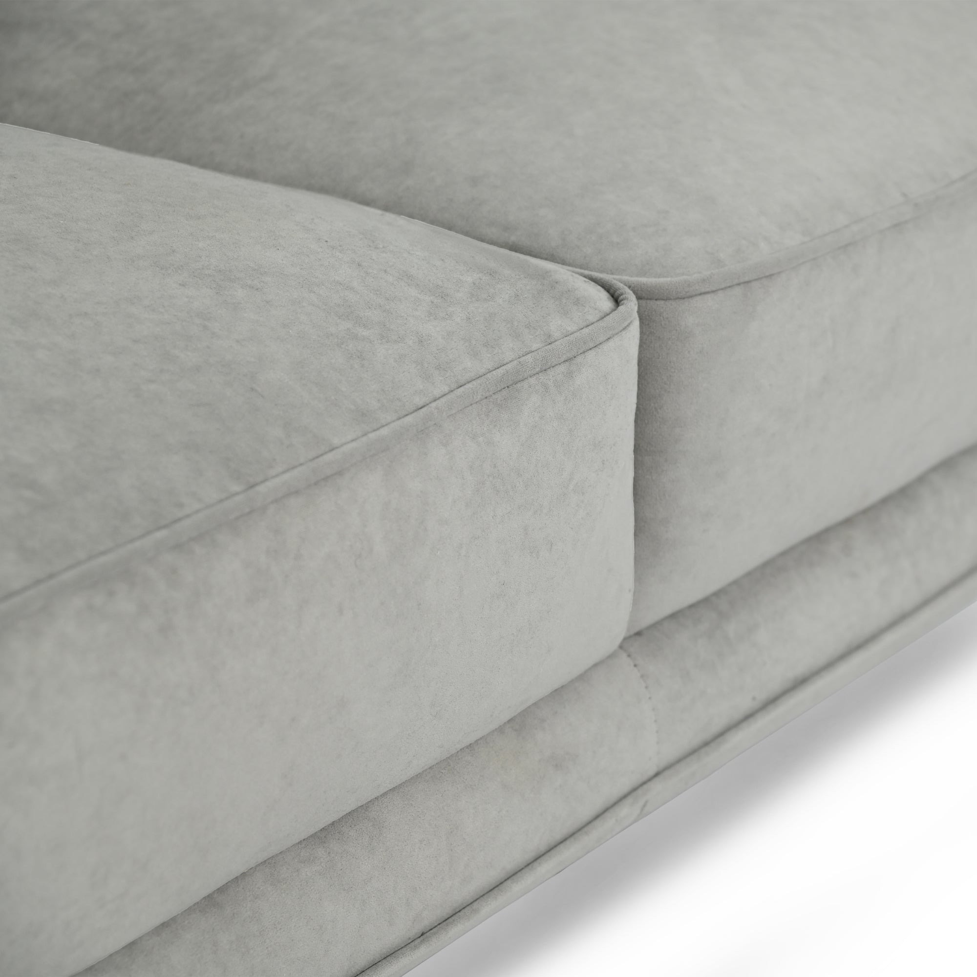 Modern Velvet Upholstered Sofa, Black Legs - Makula Double GREY