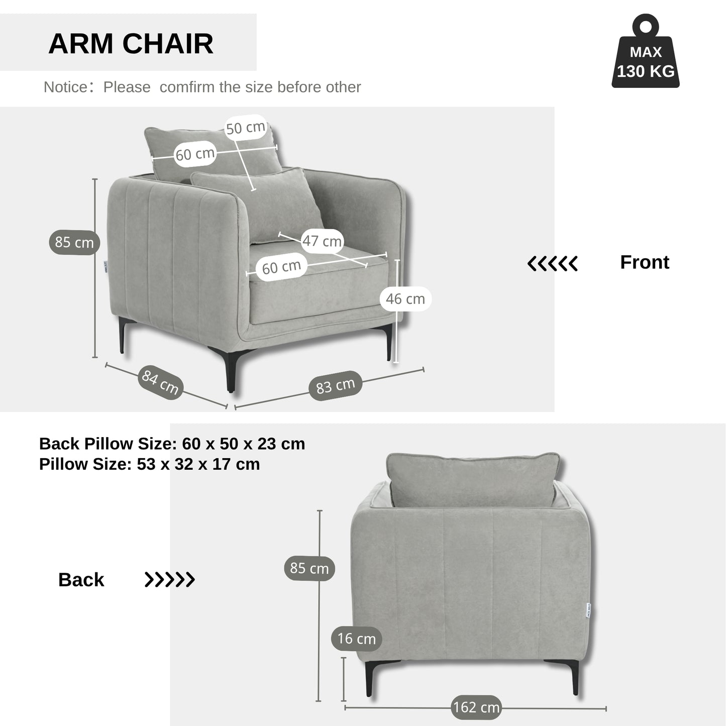 Modern Velvet One-Seater, Black Legs - MAKULA GREY