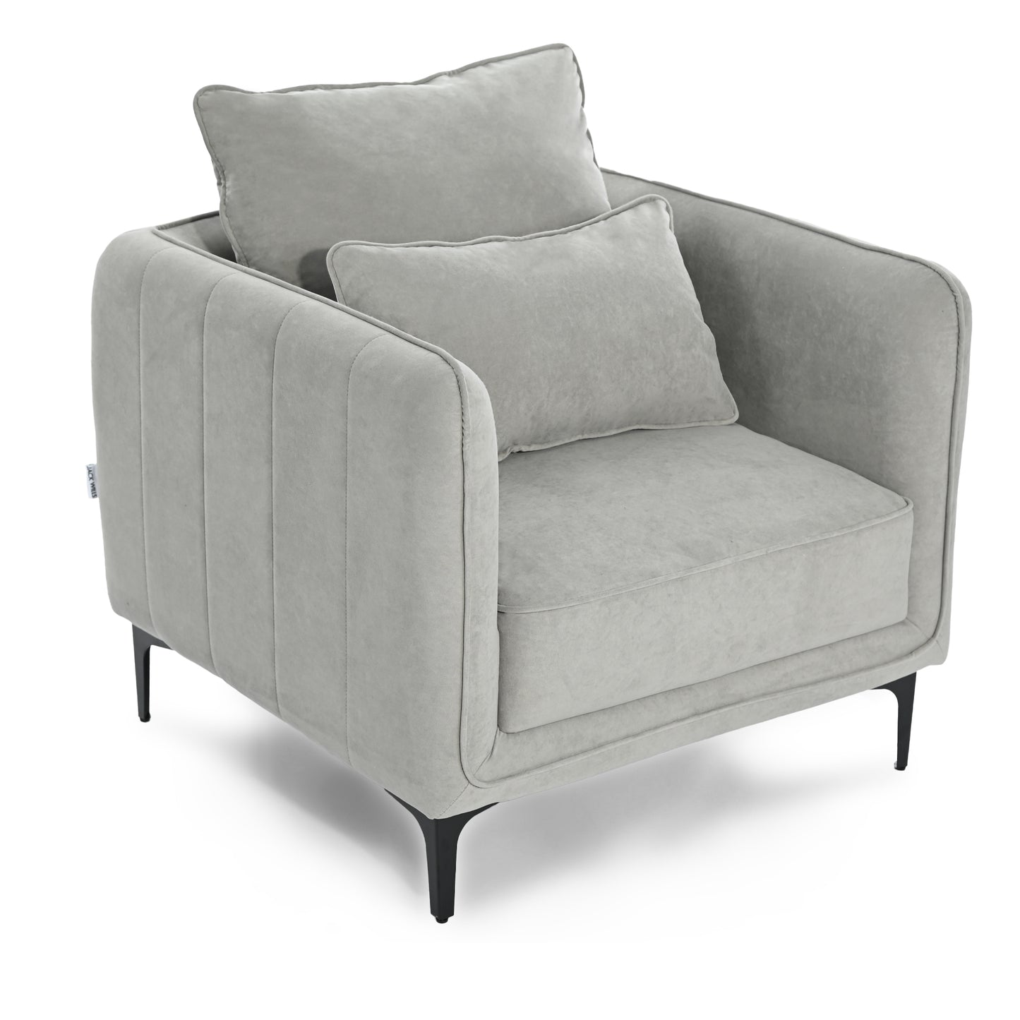 Modern Velvet One-Seater, Black Legs - MAKULA GREY