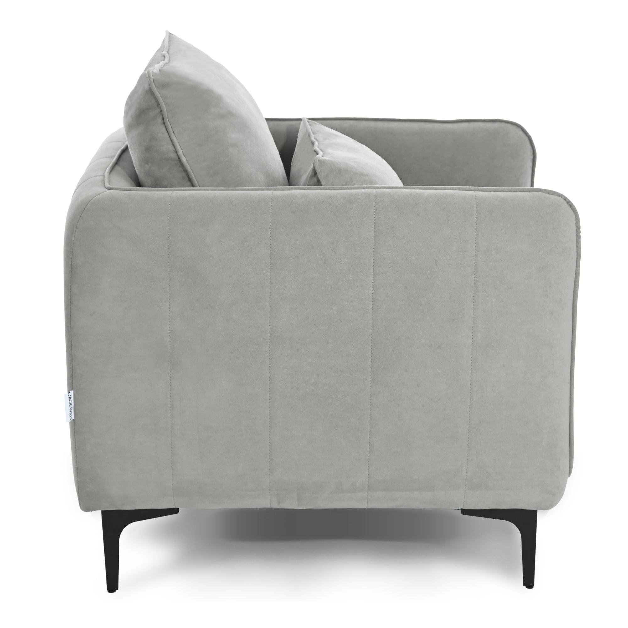 Modern Velvet One-Seater, Black Legs - MAKULA GREY