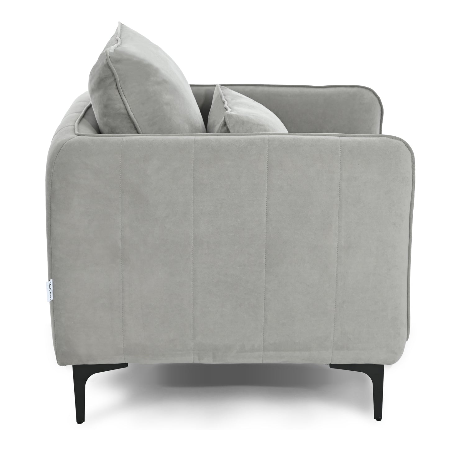 Modern Velvet One-Seater, Black Legs - MAKULA GREY
