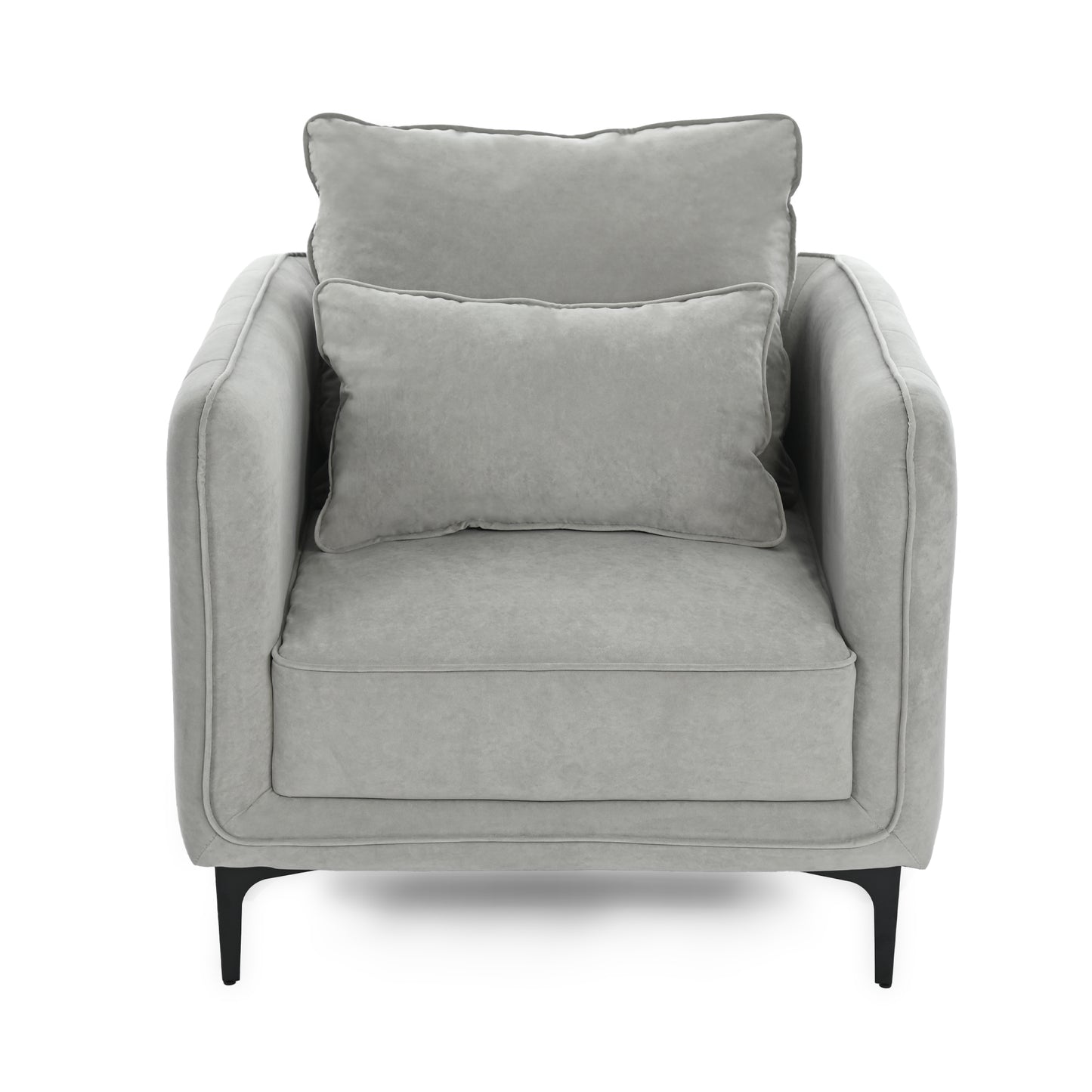 Modern Velvet One-Seater, Black Legs - MAKULA GREY