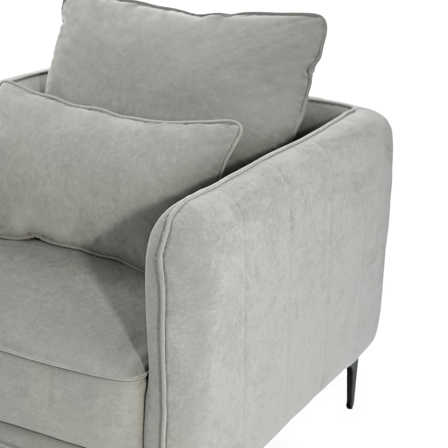 Modern Velvet One-Seater, Black Legs - MAKULA GREY