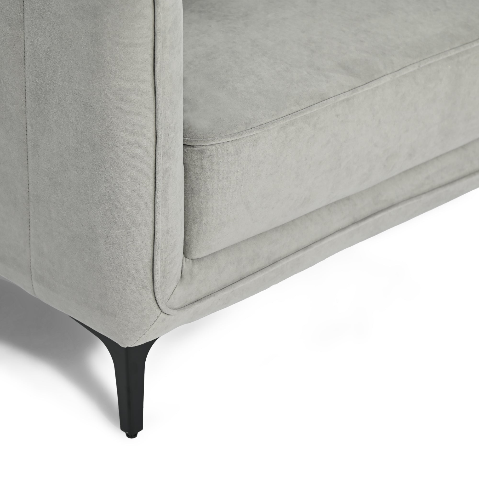 Modern Velvet One-Seater, Black Legs - MAKULA GREY