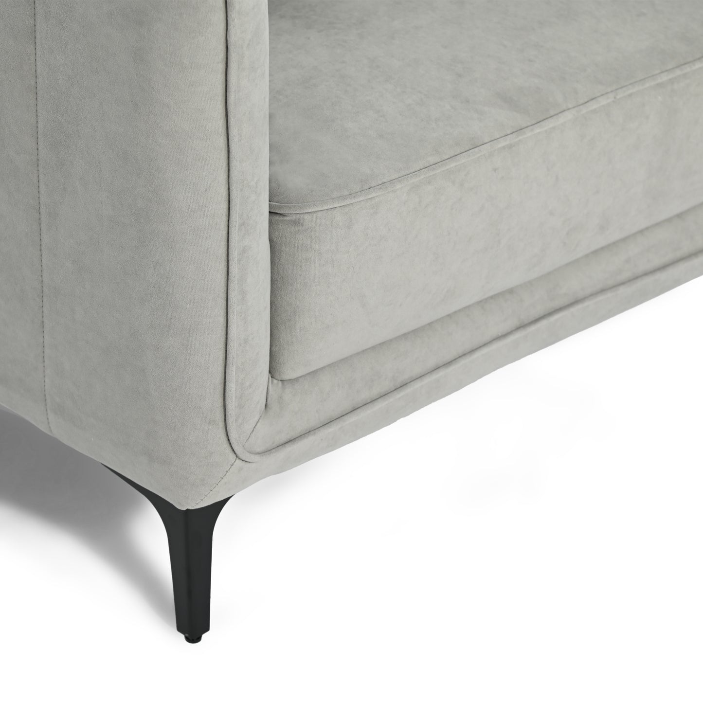 Modern Velvet One-Seater, Black Legs - MAKULA GREY