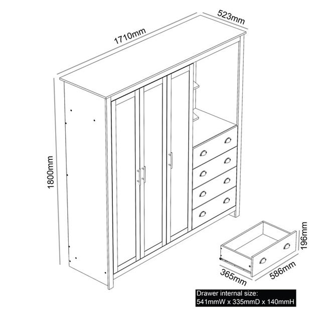 Modern Grey Storage, Particleboard & MDF - LANCASTER COMBINE UNIT GREY