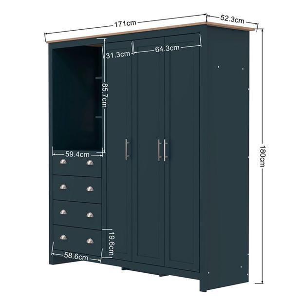 Modern Blue Storage, Particleboard & MDF - LANCASTER COMBINE UNIT BLUE