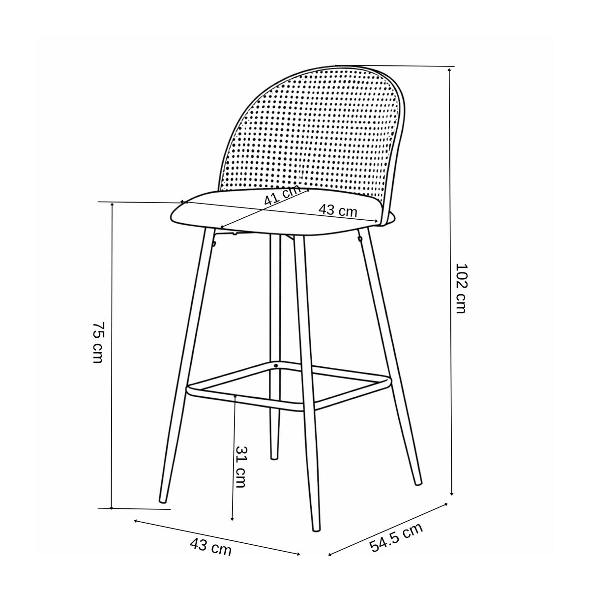 Otopolypus Modern Black Metal Bar Chair - KRYX