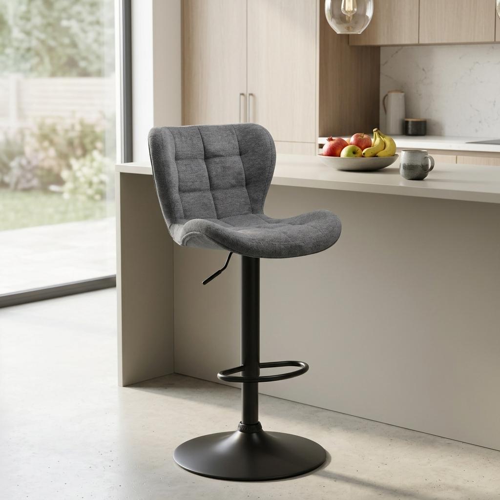 Modern Bar Stool, Fabric Adjustable - ACTAPO-LIGHT BLUE