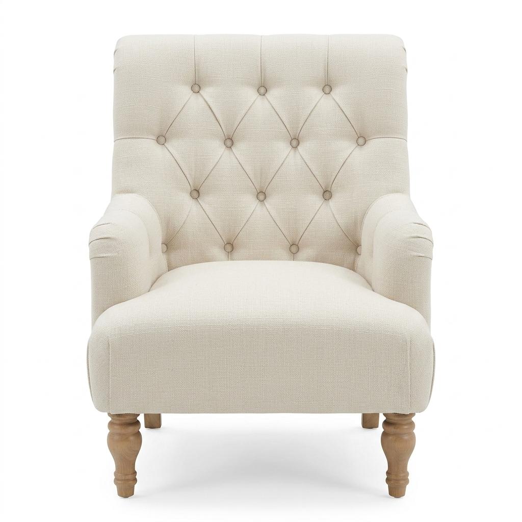 Modern Velvet Chaise, Solid Wood Legs - AIMEE CREAM