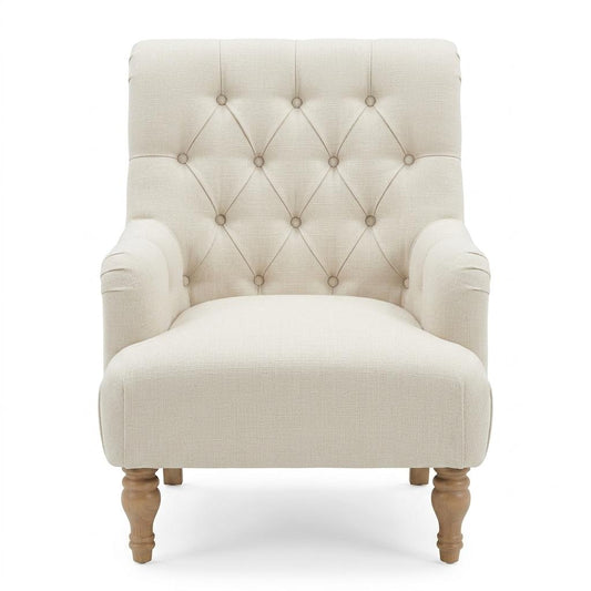 Modern Velvet Chaise, Solid Wood Legs - AIMEE CREAM