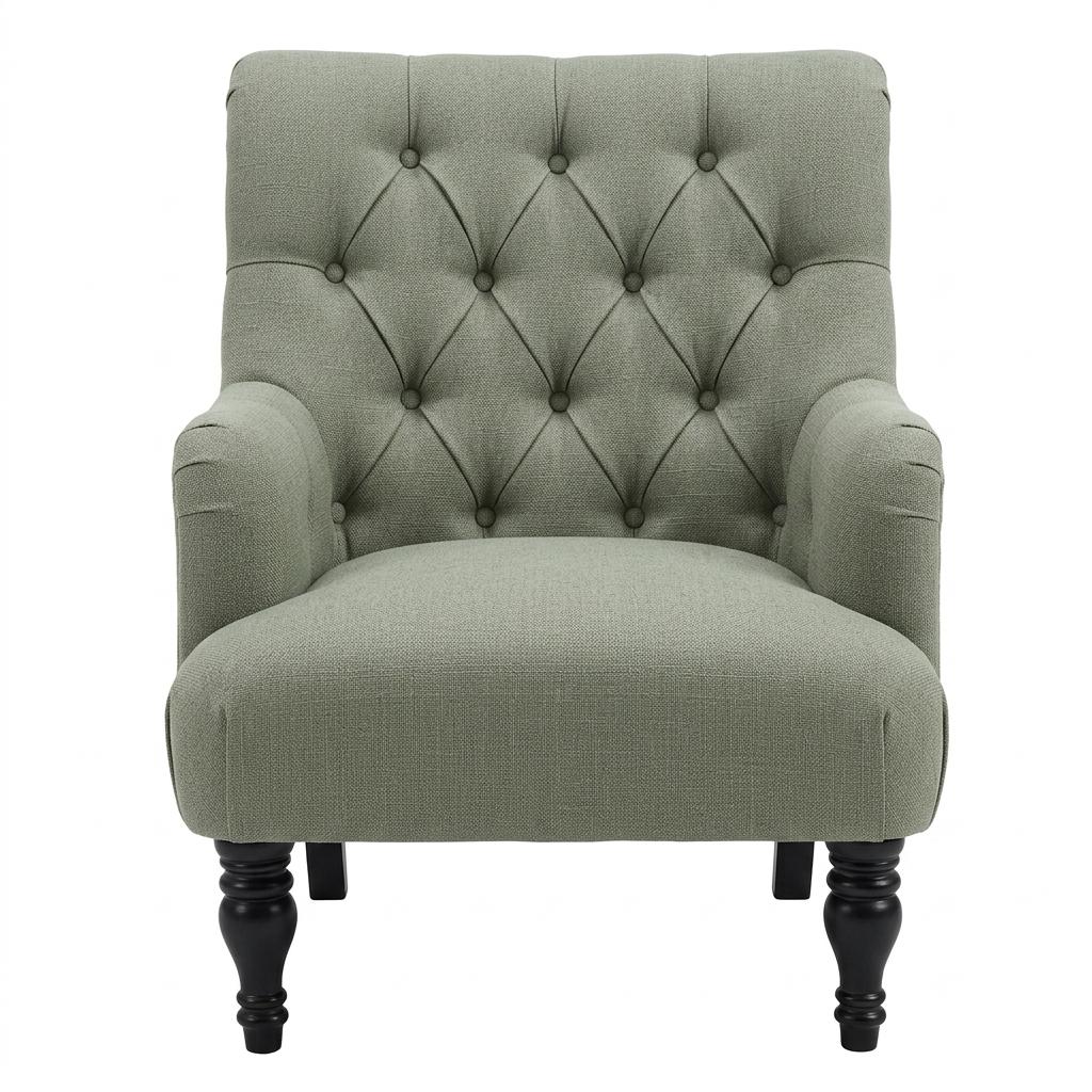 Modern Velvet Accent Chair, Solid Wood Legs - AIMEE GREEN