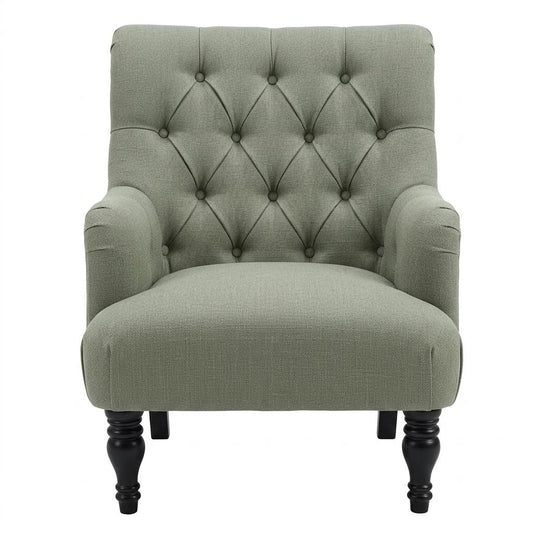 Modern Velvet Accent Chair, Solid Wood Legs - AIMEE GREEN