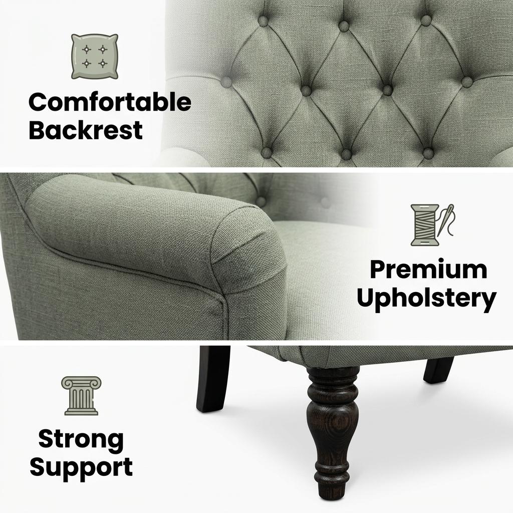 Modern Velvet Accent Chair, Solid Wood Legs - AIMEE GREEN