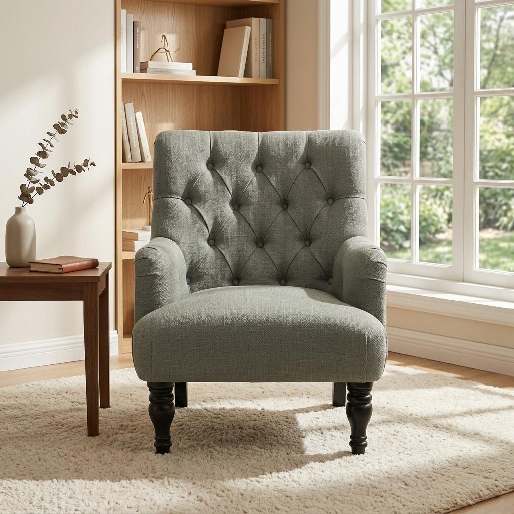 Modern Velvet Accent Chair, Solid Wood Legs - AIMEE GREEN