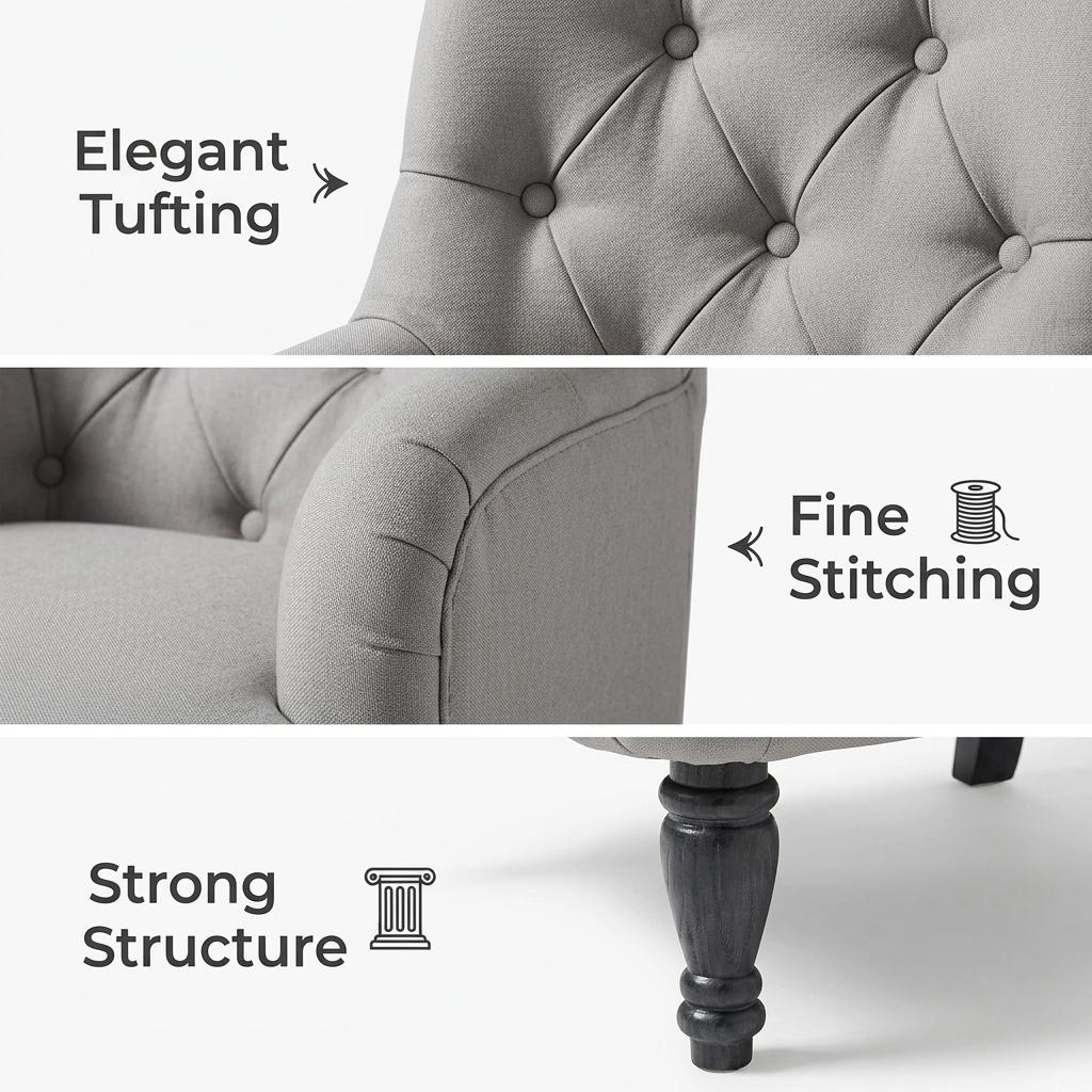 Modern Velvet Accent Chair, Solid Wood Legs - AIMEE GREY