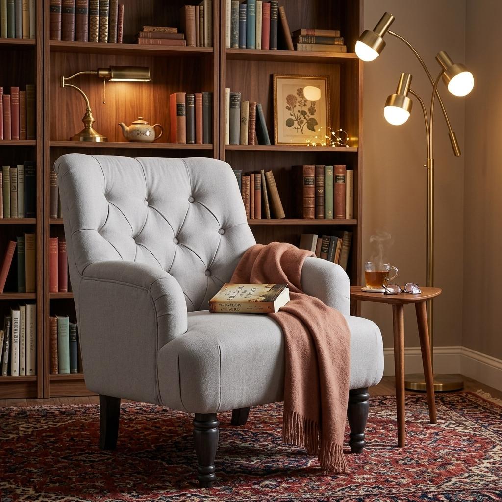 Modern Velvet Accent Chair, Solid Wood Legs - AIMEE GREY