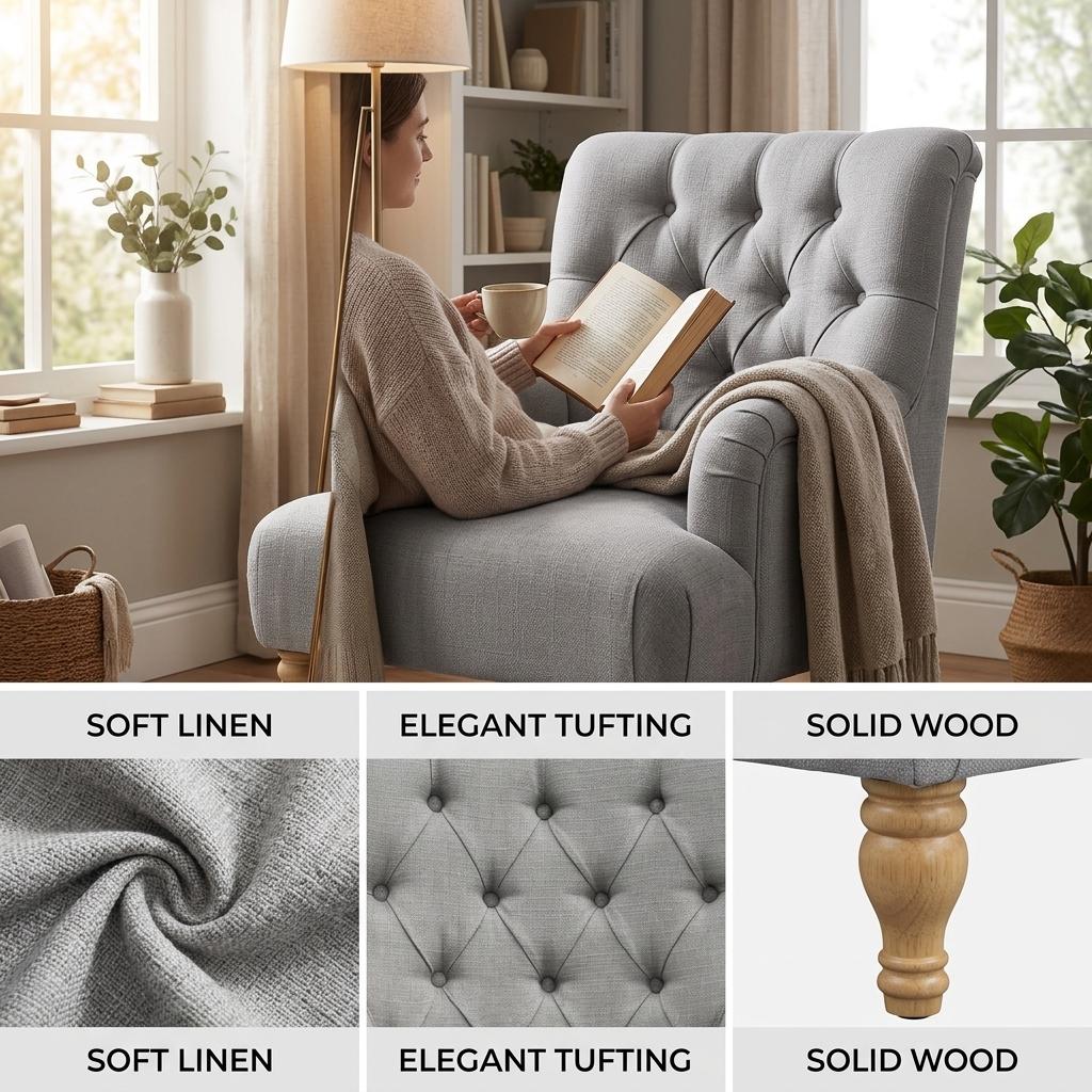 Modern Velvet Chaise, Solid Wood Legs - AIMEE NEW GREY