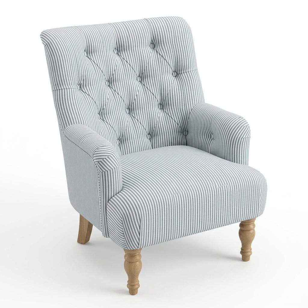Modern Velvet Accent, Solid Wood Legs - AIMEE STRIPPED CHAIR